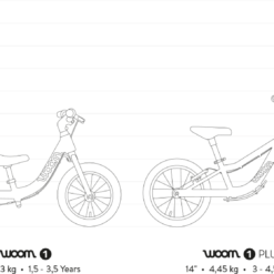Woom 1 Plus Lasten Potkupyörä Punainen -Sähköpyörät Myymälä products woom 1 PLUS kokovertailu 3